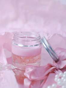 1 Box 1 Cup Pink Floating Flower Scented Candle, Atmospheric Home Fragrance Candle For Living Room, Bedroom, Study, Gift For Friends