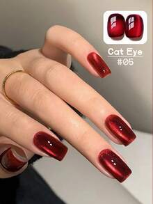 MISS SHAKA 10ml Autumn Winter Red Nails Golden Cat's Eye Gel Nail Polish Glue 2025 Y2K Nails Flash Whitening Popular Cherry Wine Red Ice Transparent Red Glass Bead Nail Art Nail Salon Home Diy Nail Supplies Christmas Nails