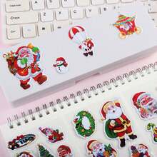 50 Pcs Random Santa Claus Style Bubble Stickers, 3D Cartoon Creative Self-Adhesive Graffiti Stickers, Suitable For Laptops, Luggage, Refrigerators, Student Reward Stickers, DIY For Phones, Laptops, Luggage, Refrigerator Stickers.
