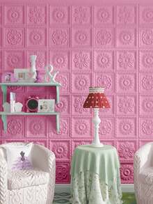 10/1pc 3D XPE Foam Material Retro Romantic Embossed Flower Pattern Wall Paper, Anti-Collision Foam Wall Stickers, Colorful, Easy-To-Clean, Self-Adhesive Crashproof Wall Sticker