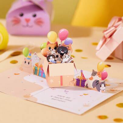 Opjoys 1 pieza Tarjeta de cumpleaños de gato, tarjeta de felicitación, regalo de gato, varios estilos, regalo de cumpleaños de gato feliz, tarjeta de gato divertida, regalo de cumpleaños de mascota, decoración central de mantel, decoración de fiesta de cumpleaños, regalo de fiesta, carnaval de vacaciones, regalo de carnaval de cumpleaños, felicitaciones a la familia, adecuado para colegas, amigos, decoración de fiestas