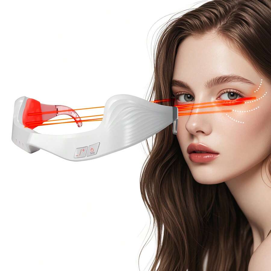 Aedwdpe Eye Light Massage Device: This Red Light Therapy Equipment Can Be Used To Relieve Eye Bags, Eye Fatigue And Dark Circles. It Comes With A Pair Of Glasses, Which Is Lightweight And Can Be Used Without The Need To Hold It With Your Hands. It Is Suitable As A Valentine's Day Gift For The Person You Care About The Most In Your Heart. - trắng - Xem 1