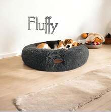 HANESHER Combo Cama Ortopédica para Perro Grande – Memory Foam Antiestrés con Felpa Suave, Base Antideslizante + Bolsa de Regalo – Ideal para Mascotas con Dolor Articular (Gris) - Beis - Ver 2