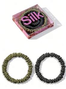 2 pièces Chouchous en soie de mûrier 100%, élastiques fins en soie de mûrier, ensemble de chouchous en soie de mûrier 22 momme pour femmes aux cheveux bouclés et fins, Srevela, porte-queue de cheval - Multicolore - Voir 12
