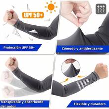 6 Pares Mangas para Brazos UV para Hombrey Mujer Mangas para Sol de Seda Hielo Ligeros y Frescos Manga Protectora para Brazos de Protección Solar para Exteriores Golf Ciclismo Pescar Senderismo - 6 colores - Ver 5