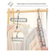 2pcs/4pcs 9-Hole Multi-Functional Rotating Folding Clothes Hanger With Storage Shelf, Decorative Organizer For Dresses, Pants, Shoes, T-Shirts, Jeans, Winter Clothes, Dresses