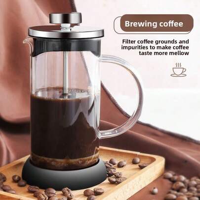 Cafetera de émbolo multifuncional, para preparar café rico, hacer té e infusionar bebidas, adecuada para cocinas del hogar, despensas de oficina y cafeterías.