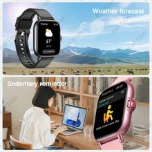 Reloj inteligente unisex, pantalla táctil completa de 1.83", con notificaciones, llamadas inalámbricas, múltiples modos deportivos, pronóstico del tiempo, control de cámara, podómetro, caja de metal, compatible con iOS y Android, regalo ideal para familiares y amigos - Multicolor - Ver 9