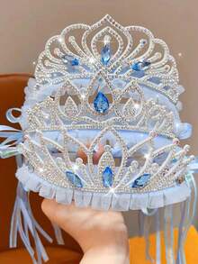 1 pezzo Cerchietto con corona blu, accessorio per capelli per adolescenti, cerchietto per foto di compleanno per ragazze, accessorio per capelli da principessa per adolescenti - Blu - Visualizzare 4