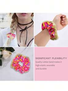 1 Peça Scrunchie Elástico de Donut com Granulado Rosa para Mulheres, Elástico de Veludo Macio, Suporte de Rabo de Cavalo Fofo, Envoltório de Cabelo de Rosquinha, Scrunchie de Doce, Presente Perfeito para Acessório de Cabelo de Meninas em Aniversário, Dia dos Namorados, Festa de Casamento, Natal, Elásticos de Cabelo, Scrunchies, Festa