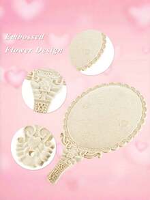 1 pezzo Specchio da trucco vintage portatile, specchio placcato con incisione floreale, specchio da viaggio portatile con motivo vintage europeo per borsetta, toeletta, decorazione per la casa, profumo da sposa, specchio a mano in stile INS rosa oro, specchio da toeletta compatto e portatile, decorazione da tavolo vintage, accessori estetici per donne e ragazze, perfetto per spose, adolescenti, amanti dello stile vintage, truccatori, amanti del glamour, collezionisti, regalo ideale per la festa della mamma, San Valentino, Natale