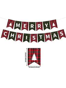 8 Peças Faixa de Natal Festiva com Letras Feliz Natal, Faixa de Papel Feliz Natal, Decoração de Festa com Bandeiras Vermelhas e Verdes Vintage do Papai Noel, Faixa Feliz Natal, Faixa de Natal Festiva, Guirlanda de Cartas do Papai Noel em Papel Grosso, Decoração de Parede para Feriados, Cenário para Fotos - Papai Noel, Biscoito de Gengibre, Boneco de Neve - Decoração Xadrez Rosa e Verde