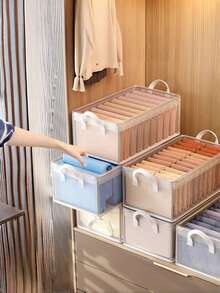 Transparent Christmas Wardrobe Storage Box, 2-In-1 Home & Dorm Clothes Storage Box, Clothing Storage Bag, Cubic Clothes Storage Box, Blanket Storage Basket, Storage Solution, Wardrobe Storage Box & Storage Container, Lidded PVC Storage Box, Foldable Dust-Proof Clothes & Pants Storage Box - Multicolor - View 7
