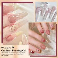 LIMEGIRL Gradient Painting Gel Set, 9 Colors Ombre Gel Nail Polish For Ombre Nails ,Wash-Free Painting Gel Set French Manicure DIY Nail Art,Off Gel Polish Kit For Salon And Nail Art DIY At Home - 彩色 - 查看 7