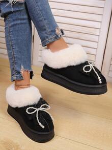 Thick Sole Short Ankle Snow Boots, Platform Thick Bottom Short Tube Winter Warm Velvet Women Shoes