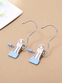 10pcs Portable Stainless Steel Clothes Clips With Hooks - Multipurpose Hanging Clips, Stainless Steel Versatile Hooks - Portable Hangers For Laundry, Pants, Hats And Skirts - Multicolor - View 14