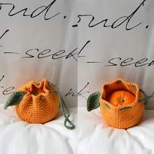 A Small Orange Storage Bag And A Handmade Woven Mini Handbag Can Be Used As A Cute Little Coin Purse Or Placed On A Bookshelf, Desktop, Or Side Table To Add Charm And Practicality To Your Space - 1pc - 查看 4