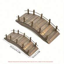 Dollhouse Wooden Arc Bridge With Railings Miniatures Fairy Garden Craft Arch Plank Bridge Figurines Mini Terrarium Kits DIY Rockery Bonsai Plant Pot Moss Micro Landscaping Garden Ornaments - Multicolor - View 3