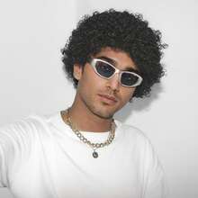 1pc Men's Curly Wig, Party Costume Wig, Unisex Curly Explosion Head Colorful Wig, Rainbow Color, Fan Wig, Disposable Wig, Easy To Wear, High Cost-Performance