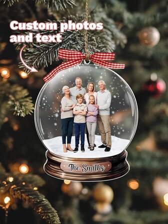 Decorazioni natalizie in acrilico personalizzate 2025, con foto e testo personalizzabili, ciondoli natalizi per la famiglia, ricordi fotografici personalizzati della famiglia, regali di Natale