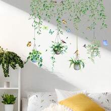 Vinilo decorativo de pared con diseño de plantas, mural artístico verde para pared, ideal para decorar tu sala de estar, dormitorio o cualquier espacio del hogar. - Verde - Ver 4