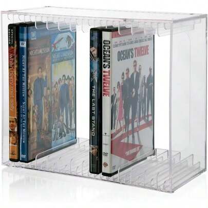 Stackable Plastic DVD Holder - holds 14 standard DVD cases