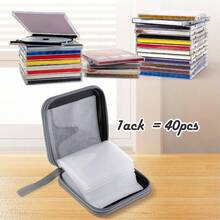 Porta CD Estuche Potatile de DVD, Funda de Plstico de 40 Discos para CD/DVD, Negro - inicial - Ver 4