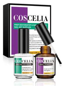 coscelia 1/2pcs 15ml Nail Dehydrator And Base Coat Set, Nail Base Coat And Dehydrator Manicure Kit, Suitable For Air Dry Nails, Women DIY Nail Salon Gift - Multicolor - View 2