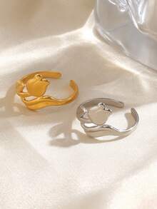 1pc Stainless Steel Minimalist Floral Tulip Design Ring, Suitable For Women's Daily Wear