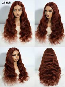 QVR QUEEN VIRGIN REMY 4"X4" Lace Front Wig, Human Hair, Red Brown Color, Pre-Cut, Closed Cap, Pre-Plucked - S33D - View 6