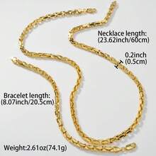 Hiphop Swedish Itay 750 18k Gold Plated Copper Chain Necklace Bracelet Jewelry Set For Women