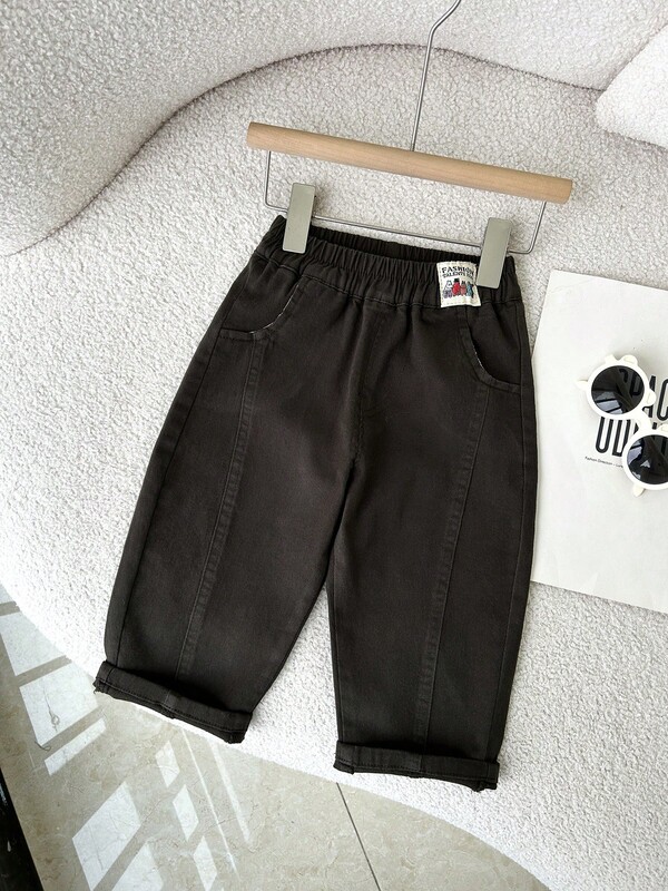 Pantalones casuales de algodón para niños, pantalones escolares de estilo joven para primavera y otoño, cintura elástica, pantalones largos casuales para exteriores, lavables a máquina, ropa casual cómoda, opción ideal para salidas
