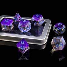 7pcs/Set Purple Galaxy Transparent Polyhedral Dice Set, Suitable For And Other Tabletop RPG Games, Dreamlike Starry Purple Texture, Can Also Be Used As Holiday Gifts, Comes With Gift Box