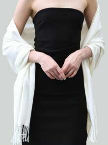 1pc Women's Minimalist Solid Color Faux Cashmere Scarf, Casual Versatile For All Seasons, Fashionable And Elegant Outerwear Decoration, Suitable For Wedding, Church, Evening Party, High-End Premium Ladies Shawl