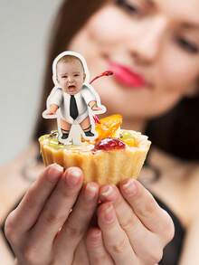 1 件定制纸质照片蛋糕装饰，可重复使用，适用于生日、周年纪念、纸杯蛋糕装饰、面包店、提拉米苏、圣诞节、个性化照片和文字、纸质蛋糕装饰