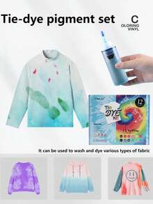 Set de 12 colores brillantes de pigmento en polvo para teñido anudado, incluye 12 polvos concentrados para teñir telas, botellas de exprimido, guantes de goma, herramientas para pintar y teñir telas, adecuado para teñir ropa y textiles de forma DIY, colorantes fáciles de usar para diseñar camisetas, sombreros, bolsos, calcetines, zapatillas de lona personalizadas, regalos de Halloween y Navidad