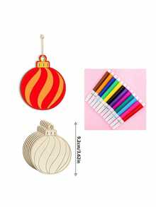 32set- Wooden Christmas Crafts, Children's DIY Paint-Your-Own Christmas Ornaments, Blank Unfinished Wooden Cutouts, Shape Slices, Hanging Decorations For Christmas Trees And Holiday Parties (Spherical), Winter Hanging Ornaments