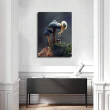 1PC Framed Plant Photography Print: Snail On Mushroom Poster, Canvas Painting, Wall Art, Home Decor, Gift, Suitable For Bedroom, Living Room, Dining Room, Classroom, Bathroom, Study, Apartment, Dormitory, Kitchen, Office, Cafe, Hotel, Bar, Studio, Dressing Room, Hallway, Gallery - Aesthetic Wall Decor For Any Room - 彩色 - 查看 3