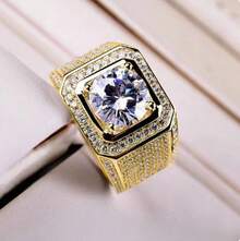 European And American Fashion Ring Domineering Men's Style Diamond Ring Full Diamond Micro Inlay Hand Jewelry - Bạc - Xem 3