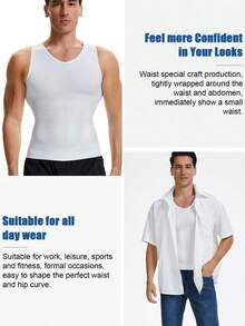 Herren Kompressionsshirt Slimming Brust Shapewear Body Shaper Flacher Bauch Bauchkontrolle Unterhemd Shaping Weste Unterwäsche V-Ausschnitt Tank Top - Weiss - Übersicht 5