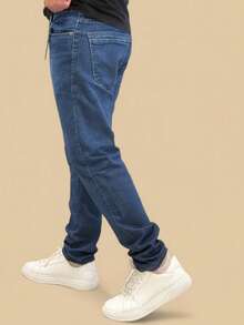 Men's Slim Premium Denim Jeans With Elastane Lycra - 深藍色 - 查看 2