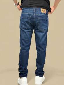 Men's Slim Premium Denim Jeans With Elastane Lycra - 深藍色 - 查看 3