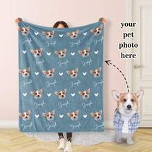 Custom Custom Dog Head Cover, Pet Blanket, Name Cover Photo, Commemorative Cover, Pet Photo Cover Cat Gift, Pet Gift - Multicolor - View 1