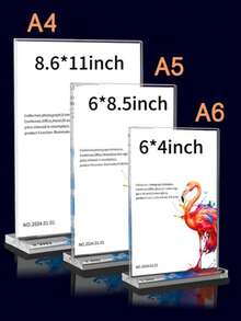 3 种尺寸亚克力标牌架 - 透明 T 形塑料展示架,双面纸架和标牌架,用于菜单、传单、图片 - 耐用亚克力纸架和储物容器,适用于办公室、零售、展览、餐厅、婚礼 - 彩色 - 查看 25