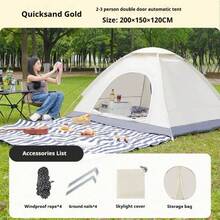 [Quick-Deploy Automatic Tent] 2-4 Person Quick-Deploy Automatic Tent - Waterproof & UV Protection, Mosquito-Proof, Portable Square Zippered Shelter - Polyester Fiber Material For Outdoor Camping