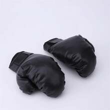 Adults Kids Professional Boxing Gloves PU Leather Training Gloves For Muay Thai Karate Sparring Punching Bag Training Men Gifts - 成人黑色 - 查看 2