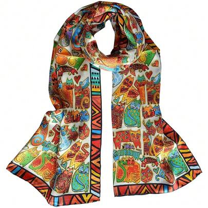 Van Gogh And Claude Monets Paintings, Fashion Silk Scarf Premium Shawl Wrap Art (Van Gogh - Starry Night)