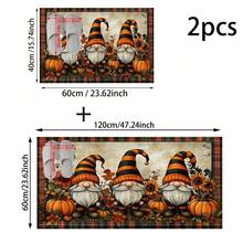1 set/1 pièce/2 pièces Tapis de porte antidérapant avec motif d'automne, de citrouille et de nain. Tapis de porte en super fibre antidérapant, convient pour la décoration de fête de Thanksgiving, la cuisine, la salle de bain, la salle à manger, la chambre à coucher. Peut être offert comme cadeau de Thanksgiving.