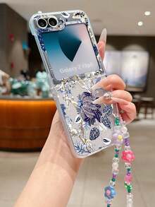 1 件时尚简约的磨砂 PC 材质手机壳，带有可爱的植物和花卉元素，配有同色手链，保护和防摔：兼容三星 Galaxy Z Flip 3/Z Flip 4/Z Flip 5/Z Flip 6/Z、Razr 50 Ultra/Razr 60 Ultra/Razr 60/Razr 50、Galaxy Z Flip7 FE - 無色 - 查看 5