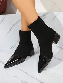 Western    Plain / Plain Toe  Side Zipper    Holiday - màu đen - Xem 5